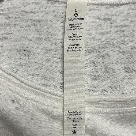 Lululemon Sweetest Day Long Sleeve Sz 6 Burnout White - Picture 11 of 11